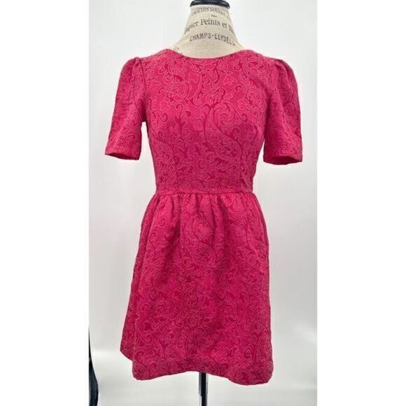 H&M Dresses & Skirts - H&M Pink Lace Embroidered Flutter Sleeves Crewneck Flared Mini Dress US 4